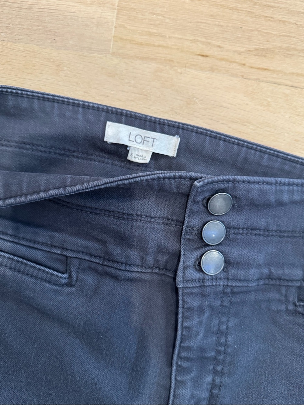 LOFT Women's Charcoal High-Rise Jeans with Triple Button